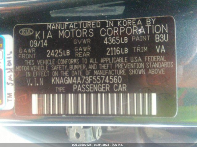 KNAGM4A73F5574560 KIA Optima Lx