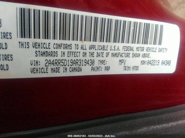 2A4RR5D19AR319430 Chrysler Town & Country Touring