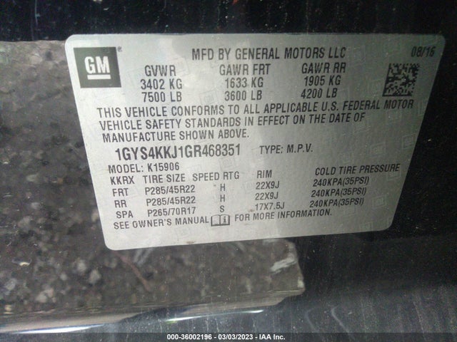 1GYS4KKJ1GR468351 Cadillac Escalade Esv Platinum