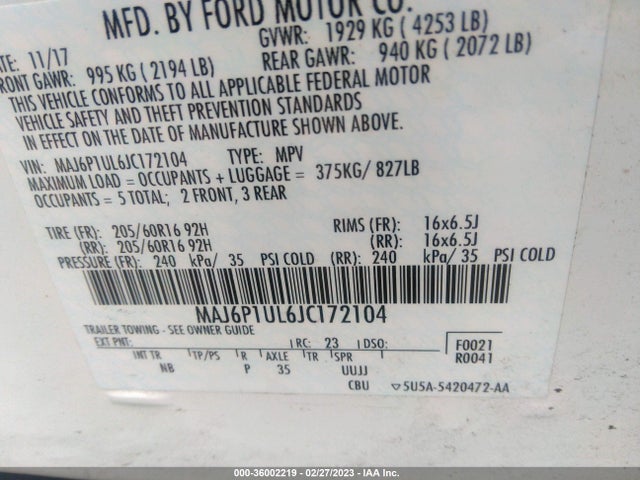 2018 Ford Ecosport, VIN: MAJ6P1UL6JC172104