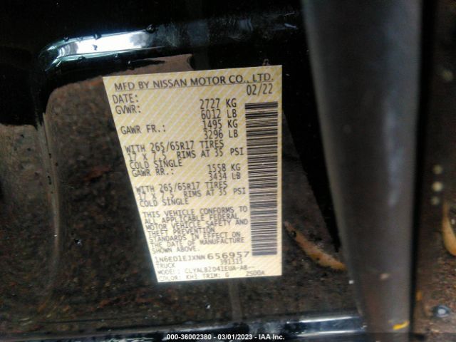 1N6ED1EJXNN656957 Nissan Frontier Sv
