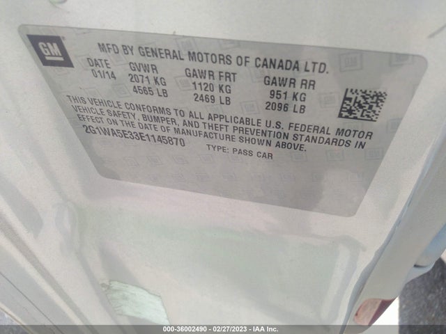 Chevrolet Impala Limited Ls 2014 2G1WA5E33E1145870 Image 9