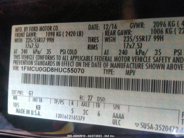 1FMCU0GD8HUC55070 Ford ESCAPE SE