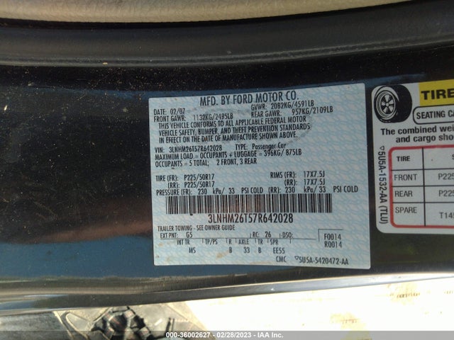 Lincoln MKZ 2007 3LNHM26T57R642028 Image 10