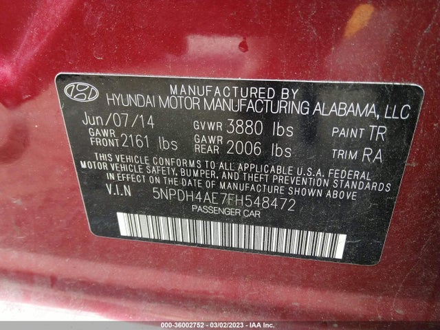 Hyundai ELANTRA SE 2015 5NPDH4AE7FH548472 Image 10