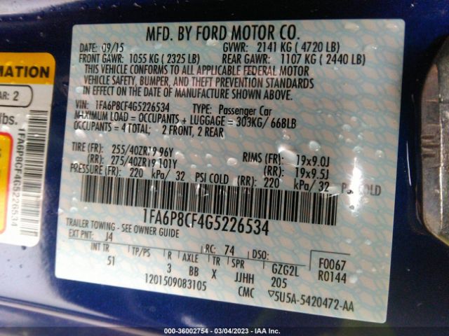 1FA6P8CF4G5226534 Ford Mustang Gt Premium
