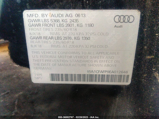 WA1CFAFP9EA012648 Audi Q5 PREMIUM