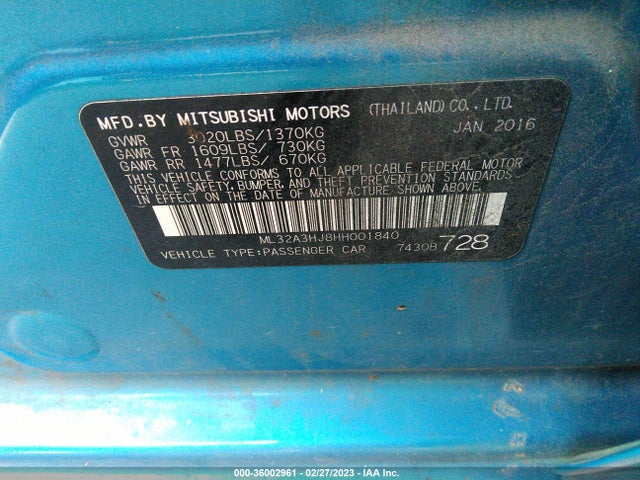 ML32A3HJ8HH001840 Mitsubishi MIRAGE ES