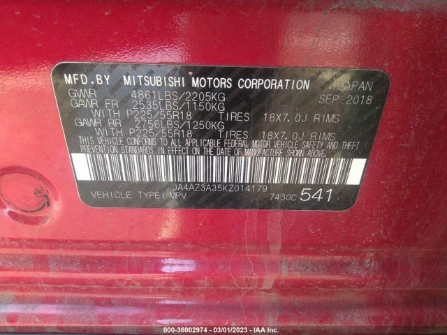 JA4AZ3A35KZ014179 Mitsubishi Outlander Es/se/sel/le