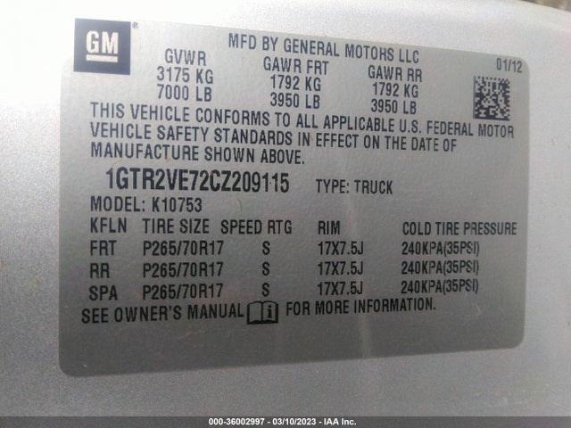 GMC Sierra 1500 Sle 2012 1GTR2VE72CZ209115 Image 11