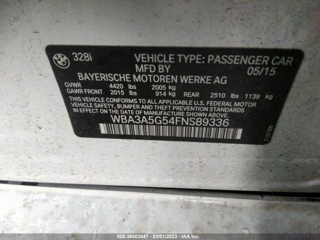 BMW 3 Series 328i 2015 WBA3A5G54FNS89336 Image 9