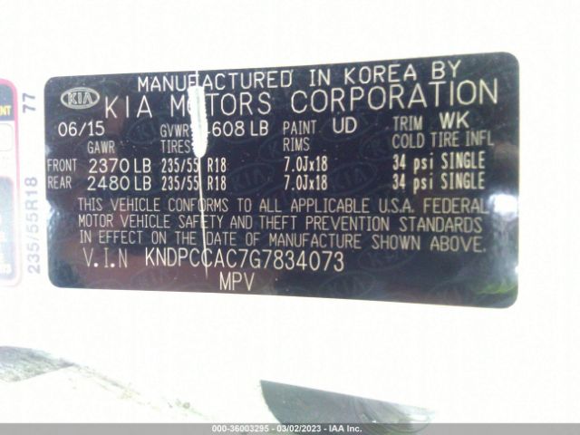 KNDPCCAC7G7834073 KIA Sportage Ex