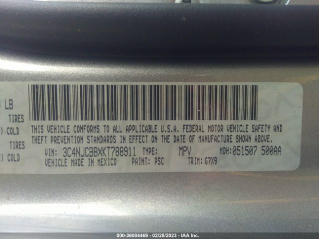 3C4NJCBBXKT788911 Jeep Compass Latitude