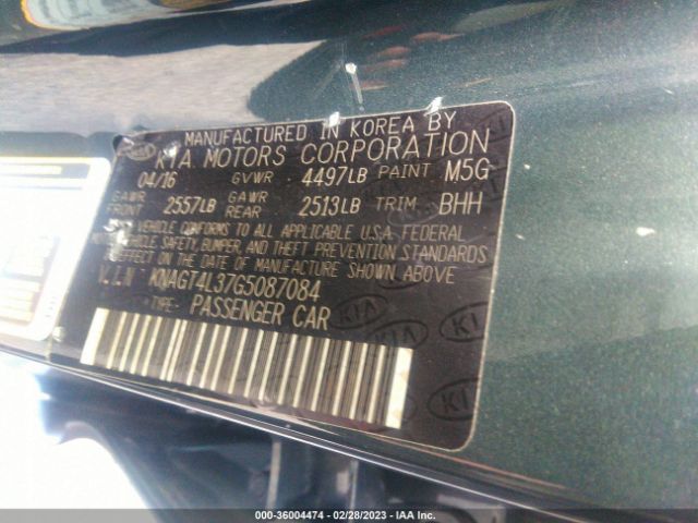 KNAGT4L37G5087084 KIA Optima Lx