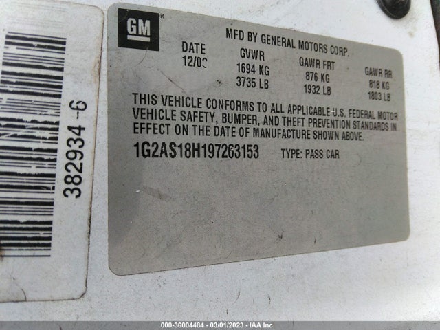 2009 PONTIAC G5 VIN: 1G2AS18H197263153