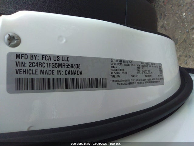 2C4RC1FG5MR559838 Chrysler Pacifica Touring