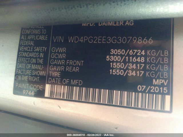 WD4PG2EE3G3079866 Mercedes-Benz METRIS PASSENGER VAN