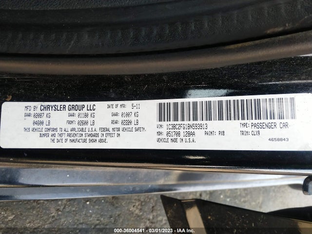 2011 CHRYSLER 200 LIMITED VIN: 1C3BC2FG1BN593913