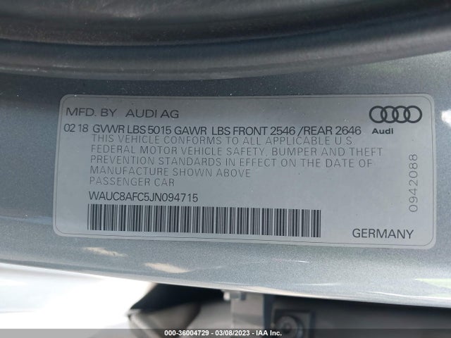WAUC8AFC5JN094715 Audi A6 Premium/sport