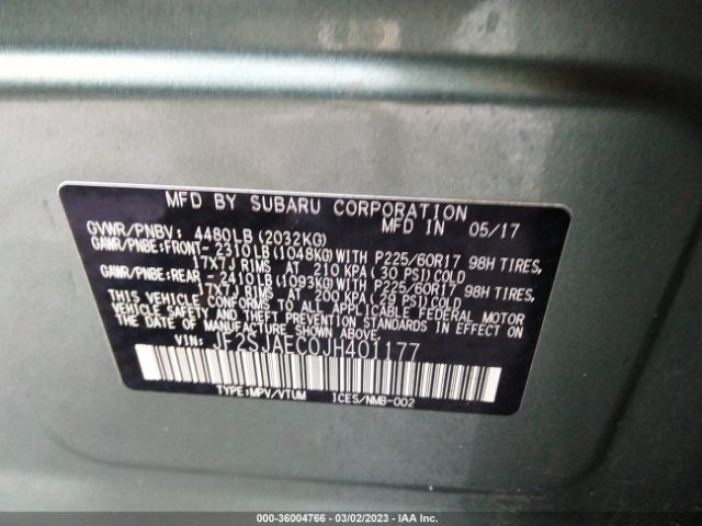 JF2SJAEC0JH401177 Subaru Forester Premium