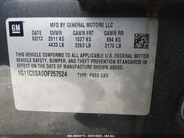 1G11C5SA9DF257524 Chevrolet Malibu
