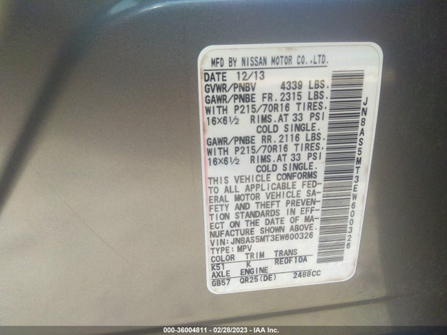 Nissan Rogue Select S 2014 JN8AS5MT3EW600326 Image 10