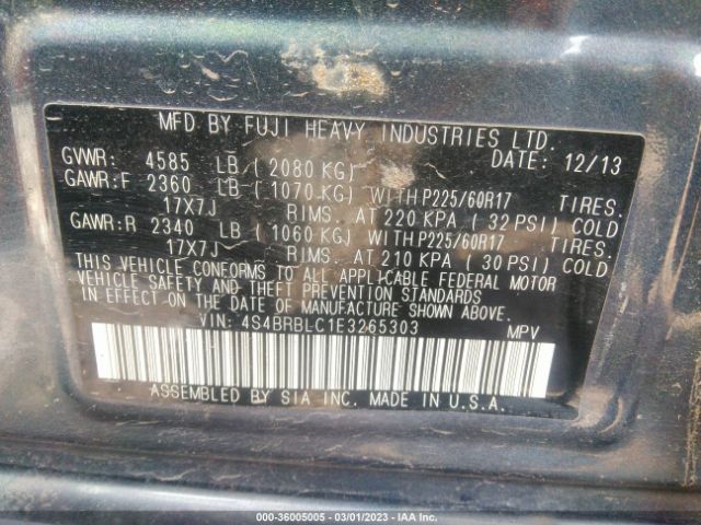 4S4BRBLC1E3265303 Subaru Outback 2.5i Limited