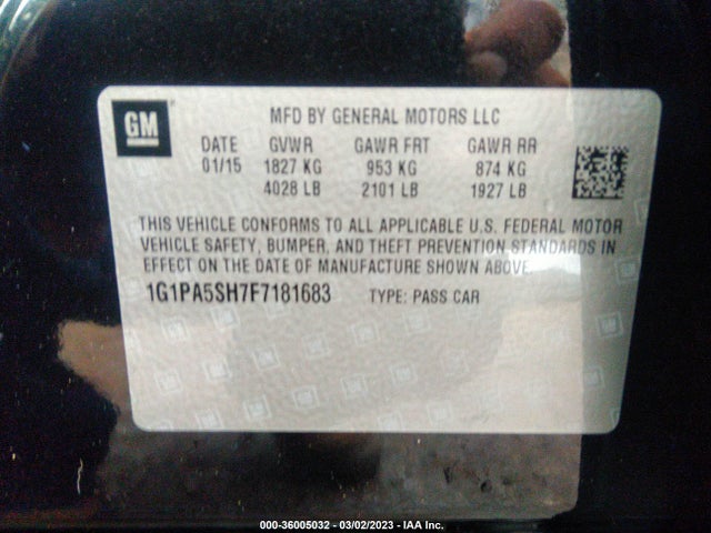 Chevrolet CRUZE LS 2015 1G1PA5SH7F7181683 Image 11