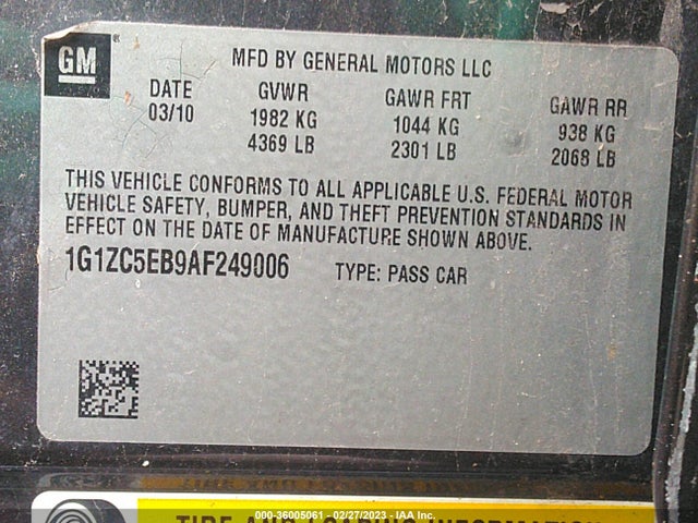 Chevrolet Malibu Lt W/1lt 2010 1G1ZC5EB9AF249006 Image 11