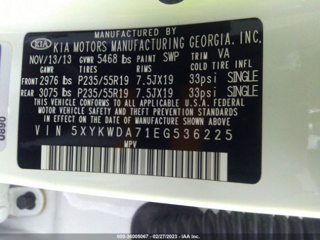 5XYKWDA71EG536225 KIA Sorento Sx Limited