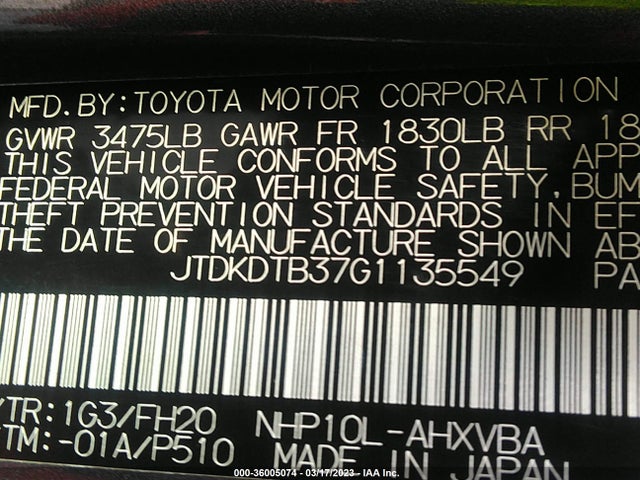 Toyota Prius C One/two/three/four 2016 JTDKDTB37G1135549 Image 11