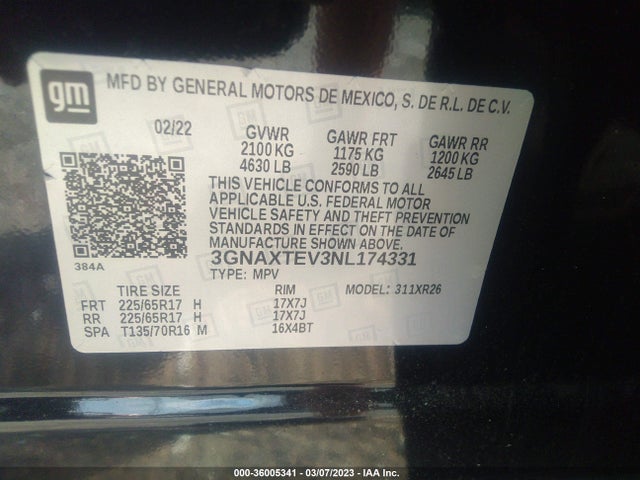 Chevrolet EQUINOX LT 2022 3GNAXTEV3NL174331 Image 9