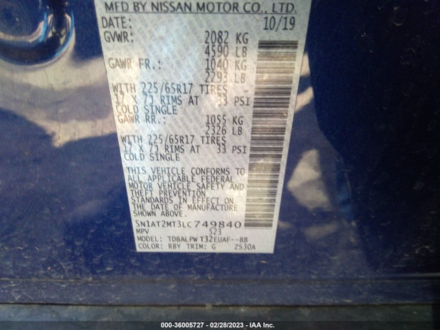 2020 Nissan Rogue, VIN: 5N1AT2MT3LC749840