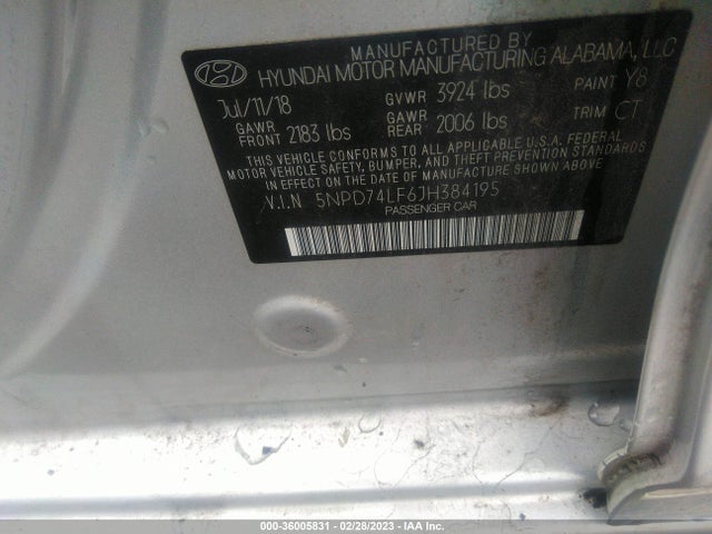 Hyundai ELANTRA SE 2018 5NPD74LF6JH384195 Image 9