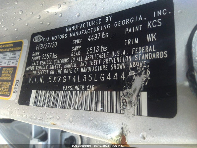 KIA Optima Lx 2020 5XXGT4L35LG444822 Image 10