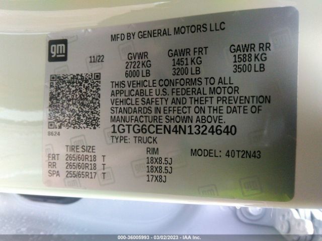 1GTG6CEN4N1324640 GMC Canyon 4wd Elevation