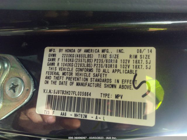 5J8TB3H37FL005664 Acura RDX