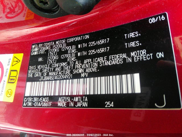 JTJBARBZ4G2094921 Lexus NX 200T