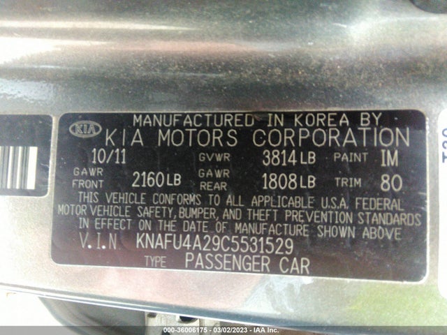 KIA FORTE EX 2012 KNAFU4A29C5531529 Image 10