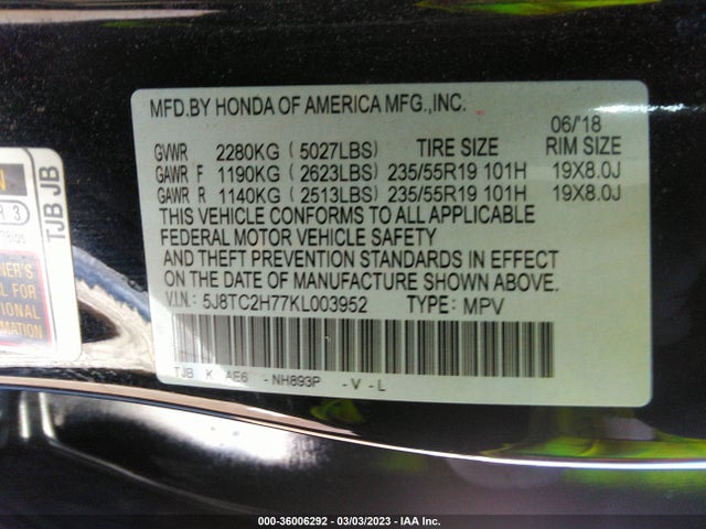 Acura Rdx W/advance Pkg 2019 5J8TC2H77KL003952 Image 9