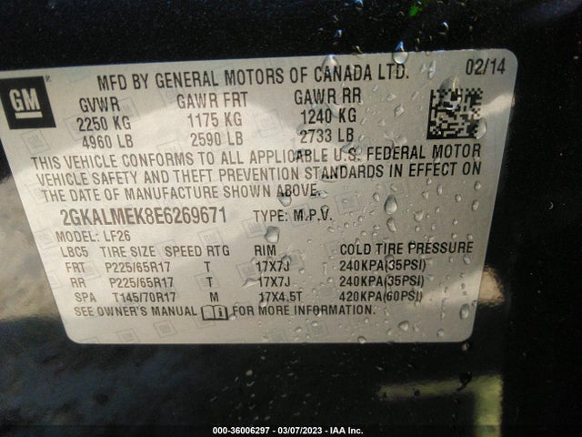 GMC Terrain Sle 2014 2GKALMEK8E6269671 Image 9