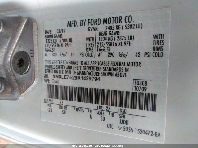 2019 Ford Transit Connect, VIN: NM0LE7E29K1429794