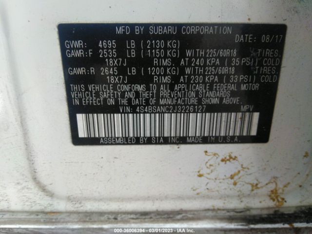 4S4BSANC2J3226127 Subaru Outback Limited