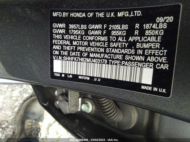 Honda Civic Hatchback Ex 2021 SHHFK7H62MU403179 Image 9