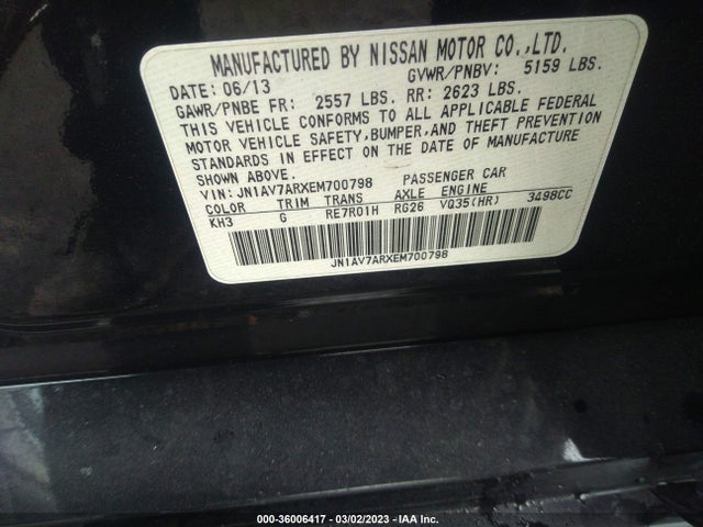 2014 INFINITI Q50 HYBRID PREMIUM VIN: JN1AV7ARXEM700798