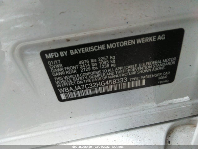 BMW 5 Series 530i Xdrive 2017 WBAJA7C32HG458333 Image 9