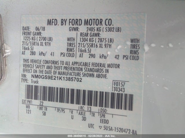 2019 Ford Transit Connect, VIN: NM0GS9E21K1385702