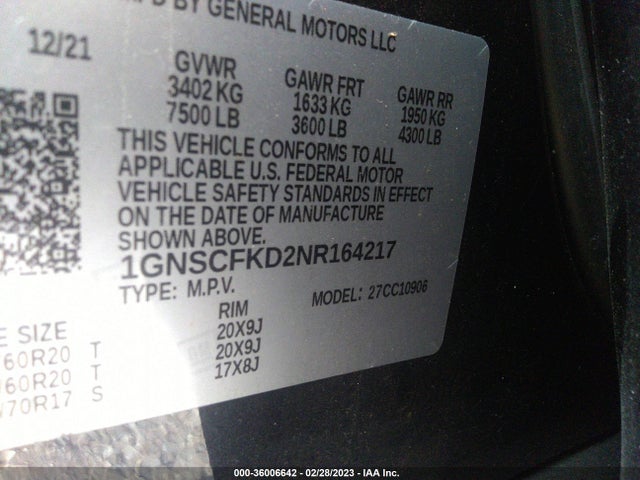 Chevrolet Suburban Premier 2022 1GNSCFKD2NR164217 Image 9