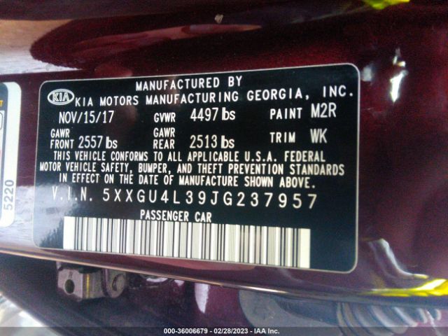 5XXGU4L39JG237957 KIA OPTIMA EX