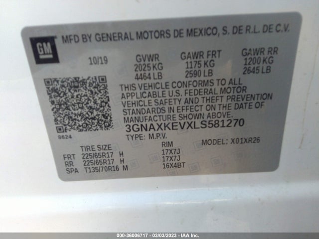 Chevrolet EQUINOX LT 2020 3GNAXKEVXLS581270 Image 9